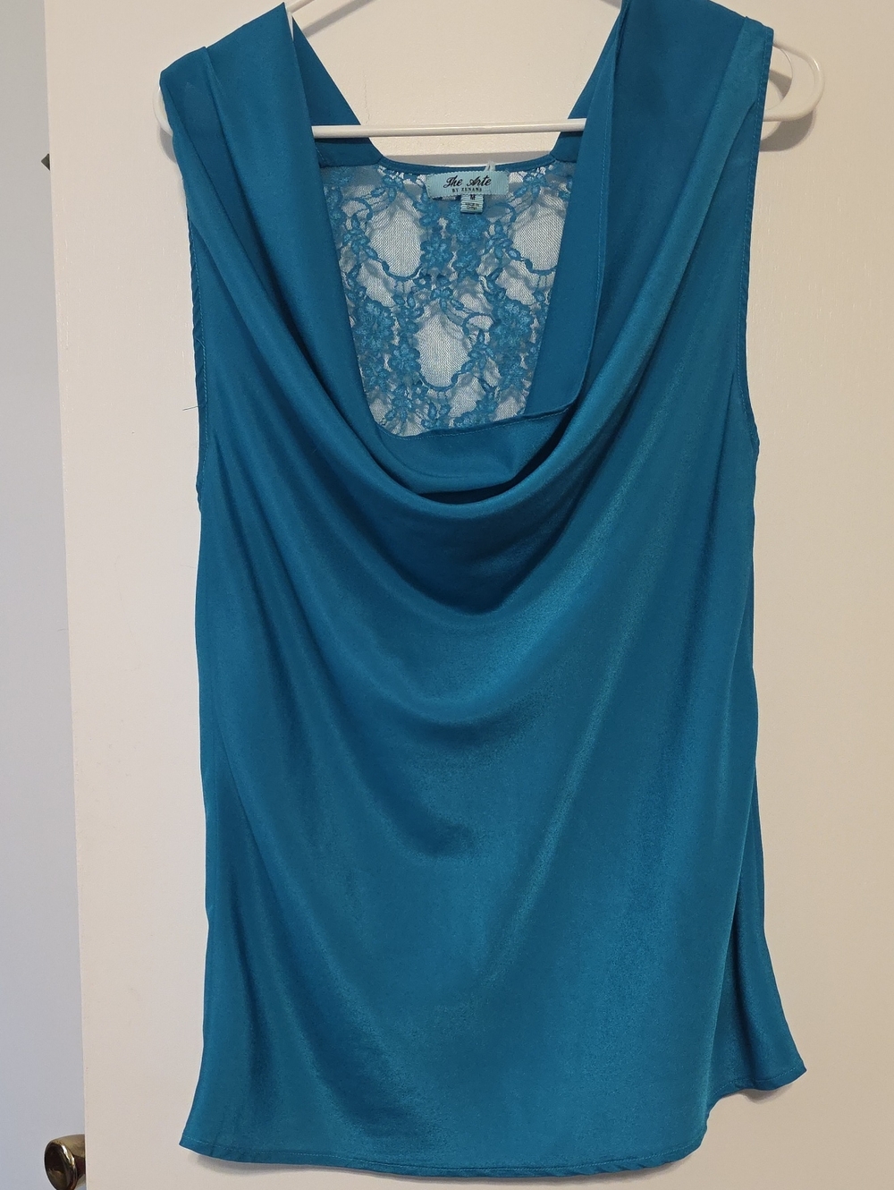 Zenana Outfitters Teal Cowl-Neck Lace-Back Camisole